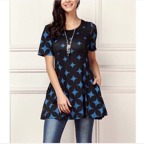 Diamond Pattern Dress Tunic with Pockets M-L-XL - Picture 7 of 7